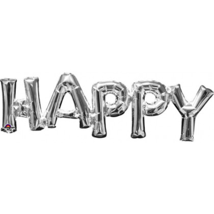 FOIL air filled ΛΕΞΗ HAPPY ΑΣΗΜΙ