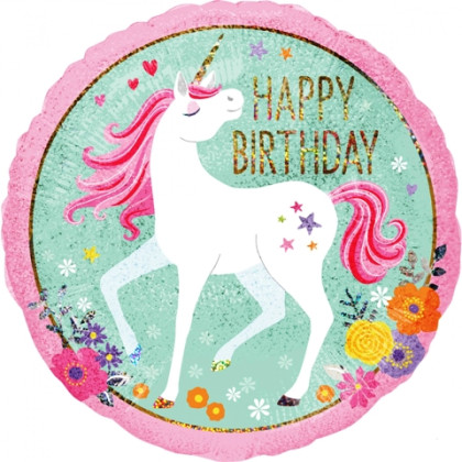 FOIL 18'' HAPPY BIRTHDAY UNICORN