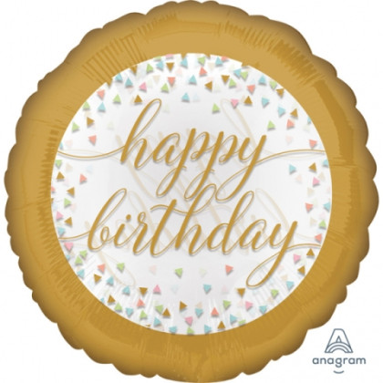 FOIL 18'' HAPPY BIRTHDAY ΧΡΥΣΟ ΜΕ CONFETTI
