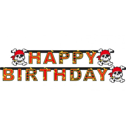 BANNER HAPPY BIRTHDAY JOLLY ROGER 180CM