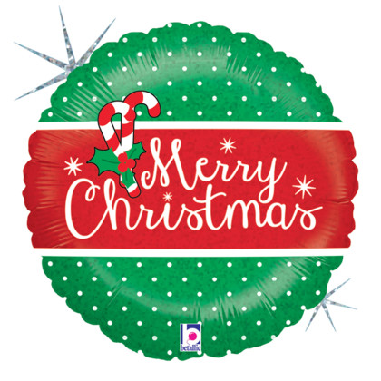 FOIL 9'' MERRY CHRISTMAS WITH CANDY CANE