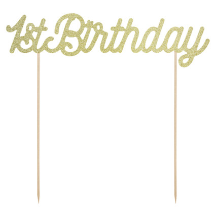 CAKE TOPPER ΤΟΥΡΤΑΣ 1st BIRTHDAY ΧΡΥΣΟ 1ΤΜΧ