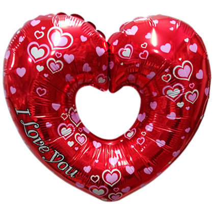 FOIL Mini/S 14'' ΚΑΡΔΙΑ ΜΕ ΤΡΥΠΑ ΜΕ ΚΑΡΔΟΥΛΕΣ I LOVE YOU