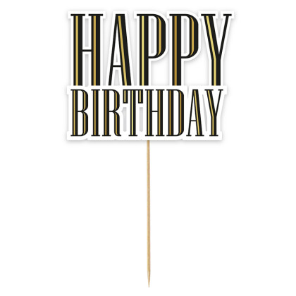 CAKE TOPPER ΤΟΥΡΤΑΣ HBD ΜΑΥΡΟ ΧΡΥΣΟ 1ΤΜΧ