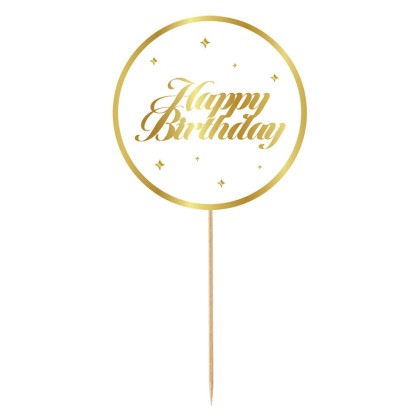 CAKE TOPPER ΤΟΥΡΤΑΣ HAPPY BIRTHDAY ΧΡΥΣΟ 1ΤΜΧ