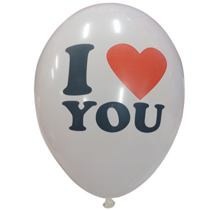 LATEX 12'' ΤΥΠΩΜΕΝΟ I LOVE YOU 2ΧΡΩΜΑΤΑ 6TEM
