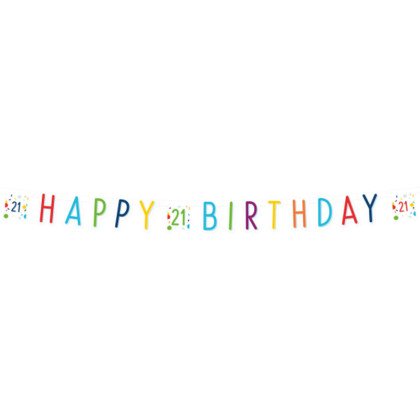 LETTER BANNER HAPPY BIRTHDAY 21 CONFETTI