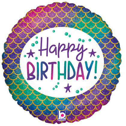 FOIL 18'' GLITTER MERMAID BIRTHDAY