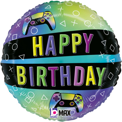 FOIL 18'' H.BDAY CONTROLLER ΖΩΗΡΑ ΧΡΩΜΑΤΑ
