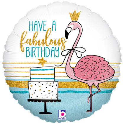 FOIL 18'' FABULOUS FLAMINGO BDAY