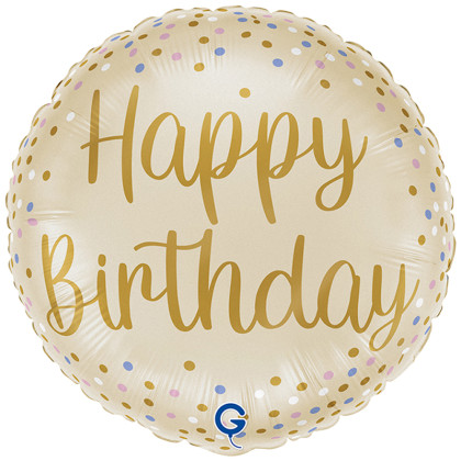 FOIL 18'' SATIN CREAM HAPPY BIRTHDAY ΜΕ ΠΟΥΑ