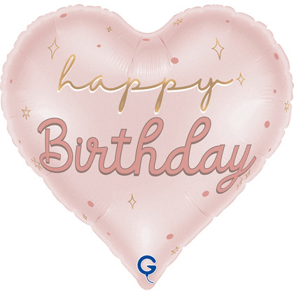 FOIL 18'' ΚΑΡΔΙΑ ΡΟΖ HAPPY BIRTHDAY