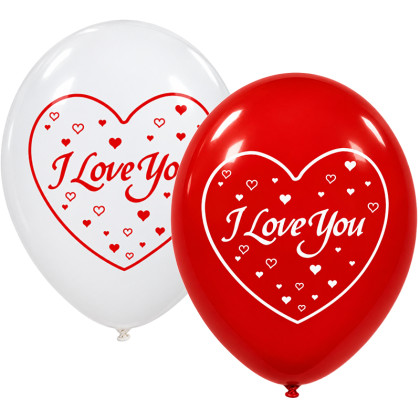 LATEX 13'' ΤΥΠΩΜΕΝΑ I LOVE YOU ΚΑΡΔΙΕΣ 6ΤΕΜ