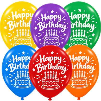 LATEX 13'' ΤΥΠΩΜΕΝΑ H.BIRTHDAY ΤΟΥΡΤΑ 6ΤΕΜ